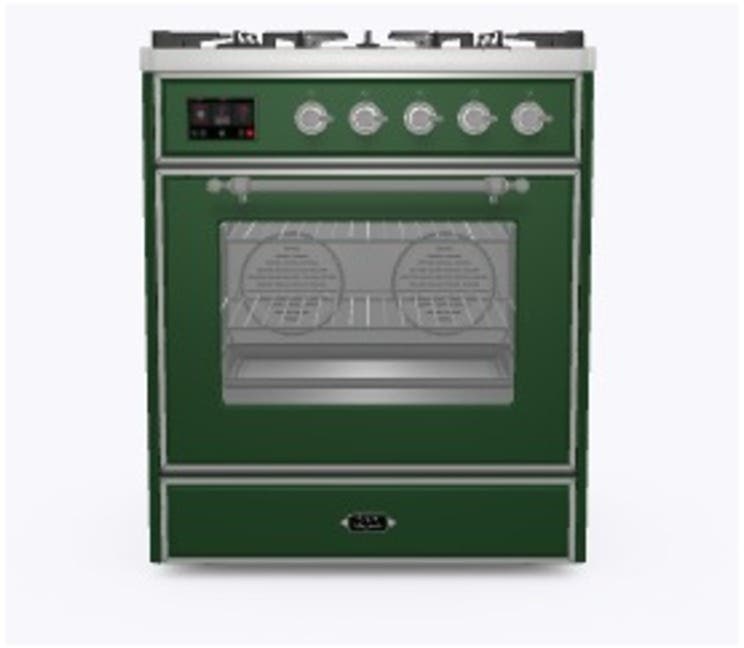 Ilve UM30DNE3EGC Natural Gas In Emerald Green W/ Chrome Trim
