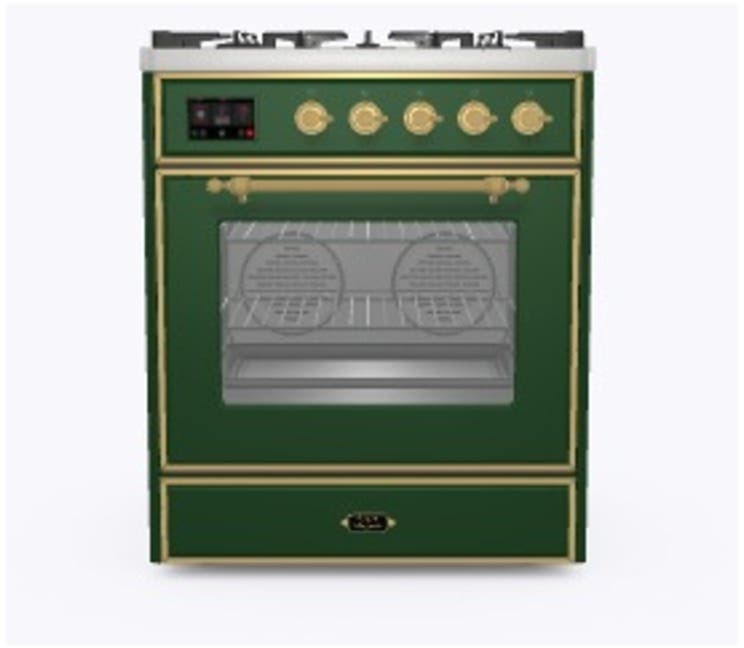 Ilve UM30DNE3EGG Natural Gas In Emerald Green W/ Brass Trim