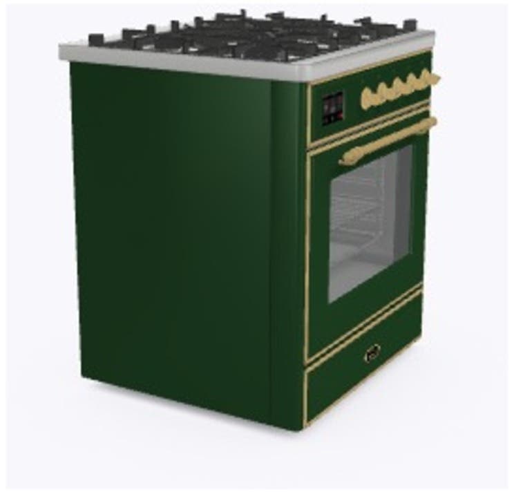 Ilve UM30DNE3EGG Natural Gas In Emerald Green W/ Brass Trim