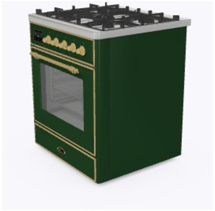 Ilve UM30DNE3EGG Natural Gas In Emerald Green W/ Brass Trim