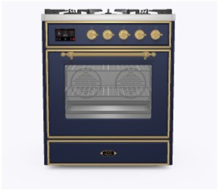 Ilve UM30DNE3MBG Natural Gas In Midnight Blue W/ Brass Trim