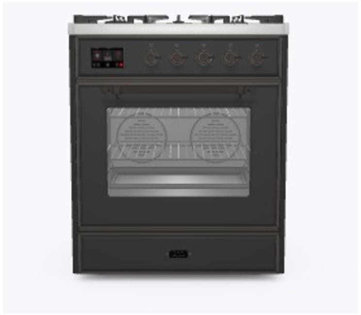 Ilve UM30DNE3MGBLP Liquid Propane In Matte Graphite W/ Bronze Trim