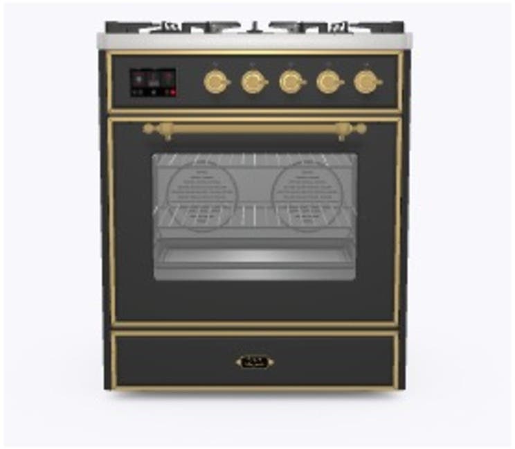 Ilve UM30DNE3MGG Natural Gas In Matte Graphite W/ Brass Trim
