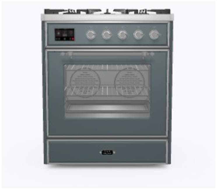 Ilve UM30DNE3BGC Natural Gas In Blue Grey W/ Chrome Trim