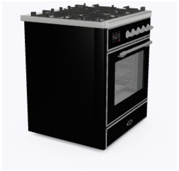 Ilve UM30DNE3BKC Natural Gas In Glossy Black W/ Chrome Trim