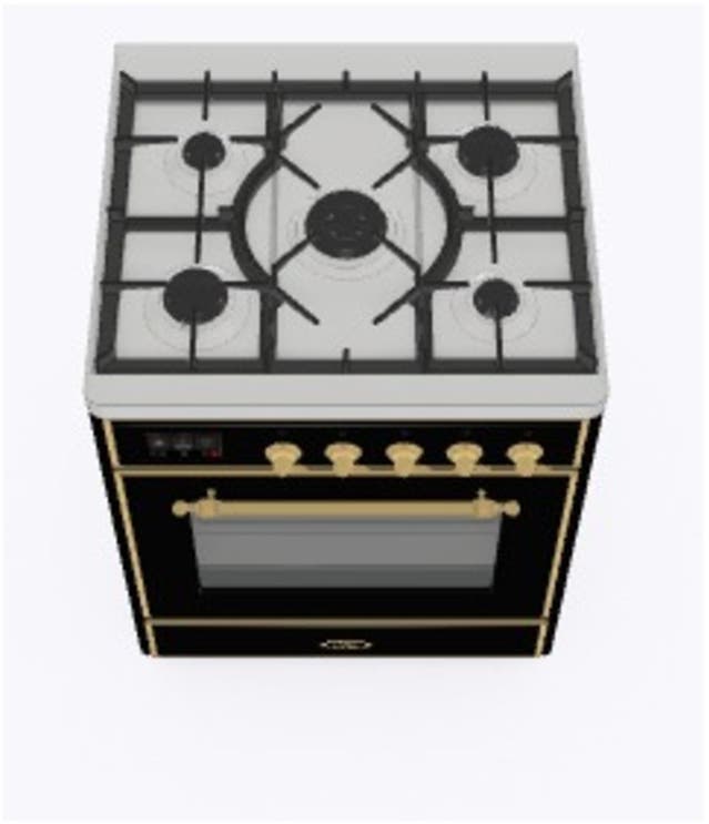 Ilve UM30DNE3BKG Natural Gas In Glossy Black W/ Brass Trim