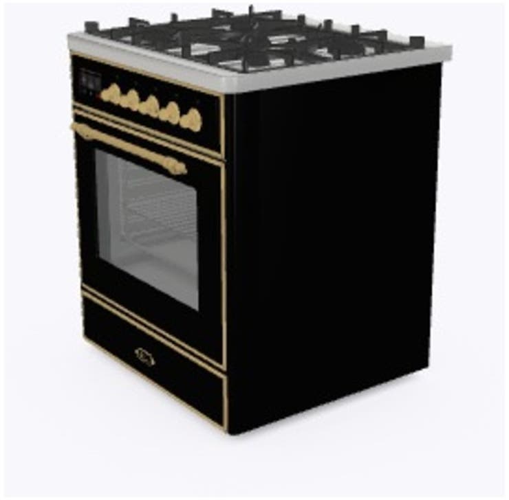 Ilve UM30DNE3BKG Natural Gas In Glossy Black W/ Brass Trim