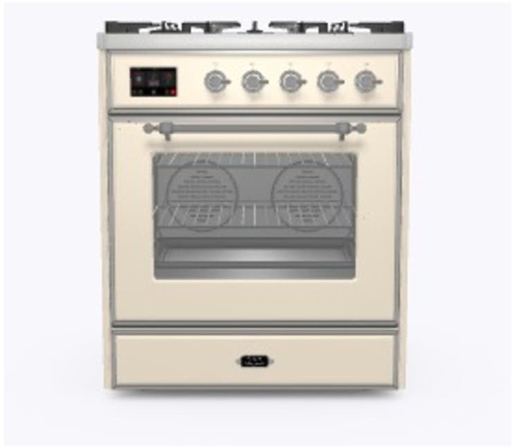 Ilve UM30DNE3AWC Natural Gas In Antique White W/ Chrome Trim