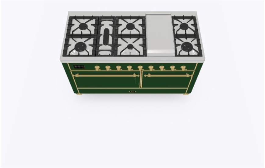 Ilve UM15FDQNS3EGG Natural Gas In Emerald Green W/ Brass Trim