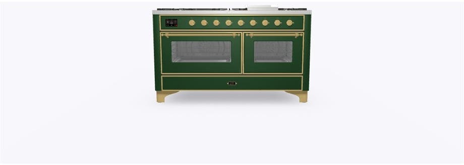 Ilve UM15FDNS3EGGLP Liquid Propane In Emerald Green W/ Brass Trim