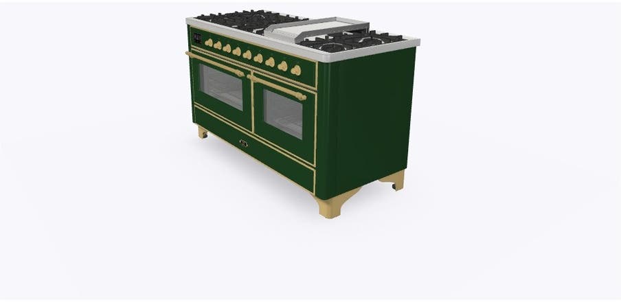 Ilve UM15FDNS3EGGLP Liquid Propane In Emerald Green W/ Brass Trim