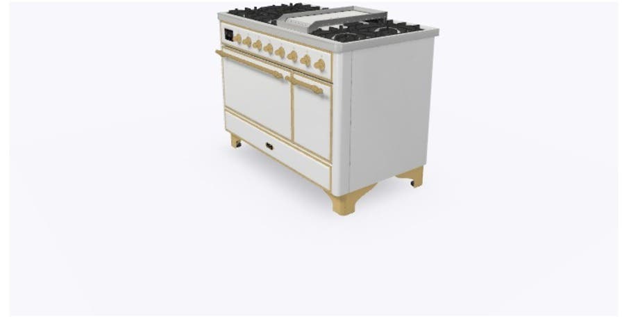 Ilve UM12FDQNS3WHG Natural Gas In White W/ Brass Trim