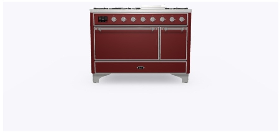 Ilve UM12FDQNS3BUC Natural Gas In Burgundy W/ Chrome Trim