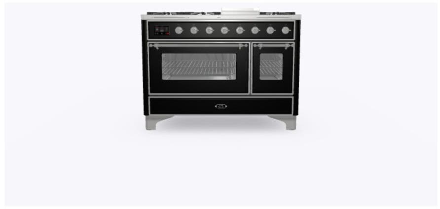 Ilve UM12FDNS3BKC Natural Gas In Glossy Black W/ Chrome Trim