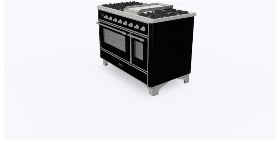 Ilve UM12FDNS3BKC Natural Gas In Glossy Black W/ Chrome Trim