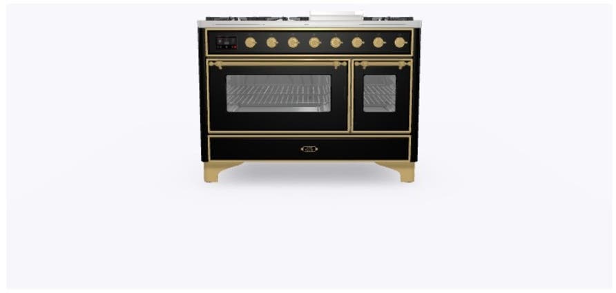 Ilve UM12FDNS3BKG Natural Gas In Glossy Black W/ Brass Trim