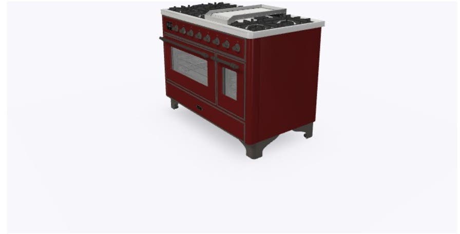 Ilve UM12FDNS3BUBLP Liquid Propane In Burgundy W/ Bronze Trim