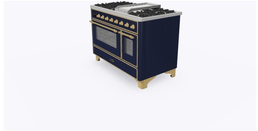 Ilve UM12FDNS3MBGLP Liquid Propane In Midnight Blue W/ Brass Trim