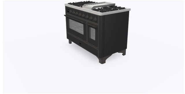 Ilve UM12FDNS3MGB 48 Inch Freestanding Dual Fuel Range with 8 Sealed...