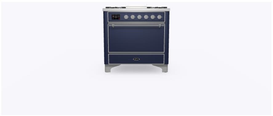 Ilve UM09FDQNS3MBC Natural Gas In Midnight Blue W/ Chrome Trim