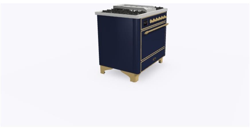 Ilve UM09FDQNS3MBG Natural Gas In Midnight Blue W/ Brass Trim