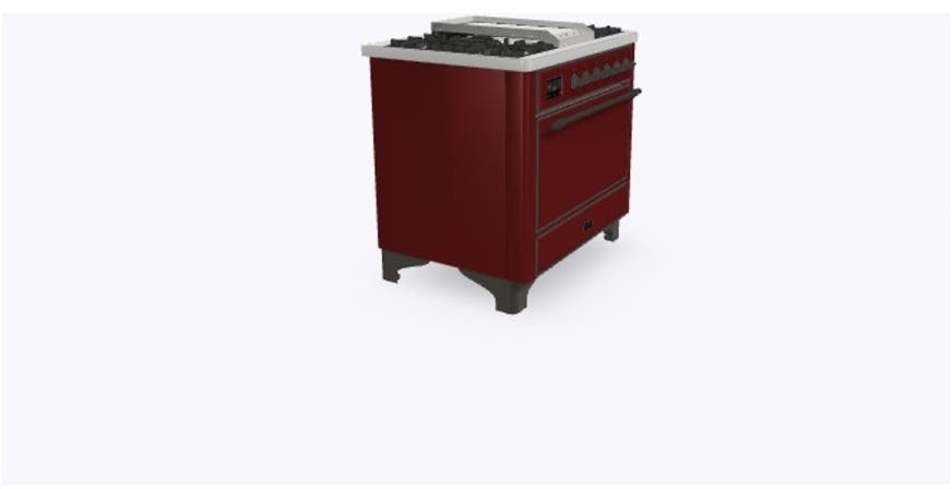 Ilve UM09FDQNS3BUBLP Liquid Propane In Burgundy W/ Bronze Trim