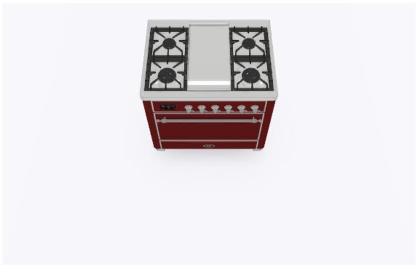 Ilve UM09FDQNS3BUCLP Liquid Propane In Burgundy W/ Chrome Trim