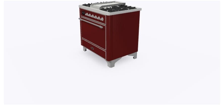 Ilve UM09FDQNS3BUCLP Liquid Propane In Burgundy W/ Chrome Trim