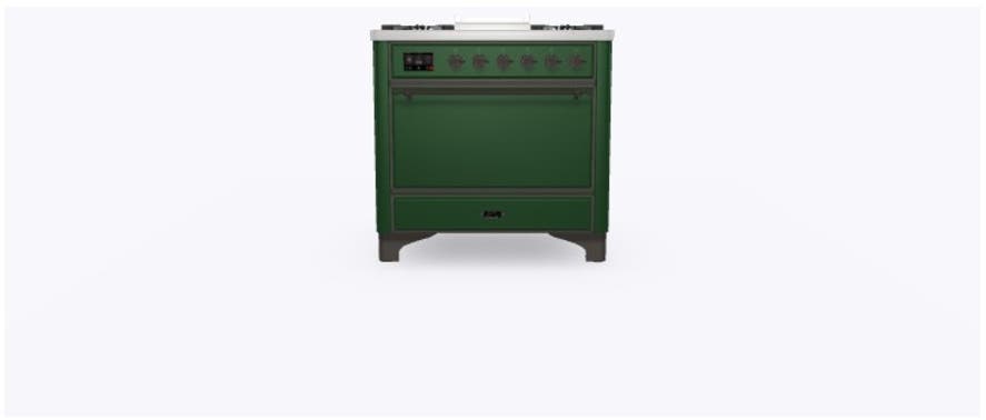 Ilve UM09FDQNS3EGBLP Liquid Propane In Emerald Green W/ Bronze Trim