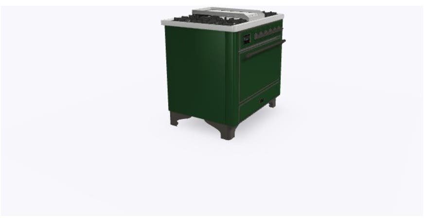 Ilve UM09FDQNS3EGB Natural Gas In Emerald Green W/ Bronze Trim