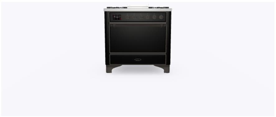 Ilve UM09FDQNS3BKB Natural Gas In Glossy Black W/ Bronze Trim