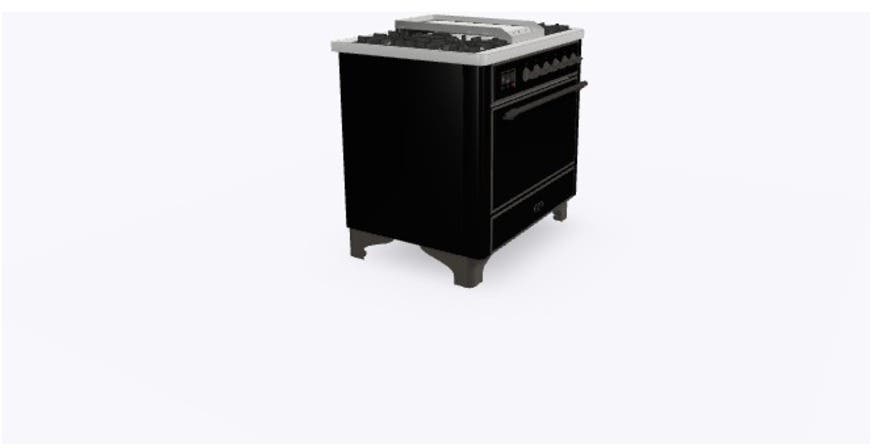 Ilve UM09FDQNS3BKB Natural Gas In Glossy Black W/ Bronze Trim