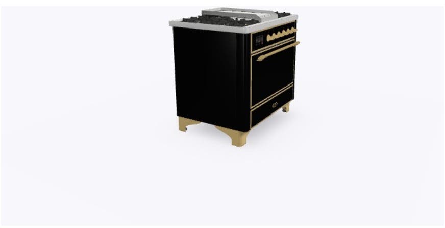 Ilve UM09FDQNS3BKG Natural Gas In Glossy Black W/ Brass Trim