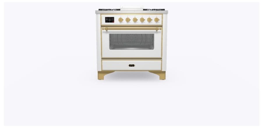 Ilve UM09FDNS3WHGLP Liquid Propane In White W/ Brass Trim
