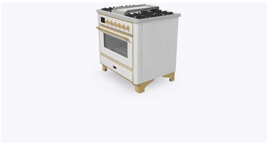 Ilve UM09FDNS3WHGLP Liquid Propane In White W/ Brass Trim