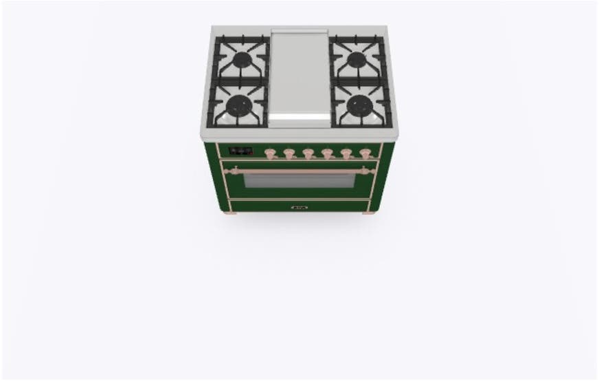 Ilve UM09FDNS3EGPLP Liquid Propane In Emerald Green W/ Copper Trim