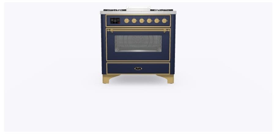 Ilve UM09FDNS3MBG Natural Gas In Midnight Blue W/ Brass Trim