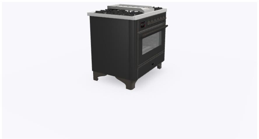 Ilve UM09FDNS3MGB Natural Gas In Matte Graphite W/ Bronze Trim