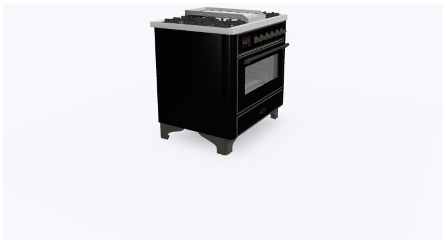 Ilve UM09FDNS3BKBLP Liquid Propane In Glossy Black W/ Bronze Trim
