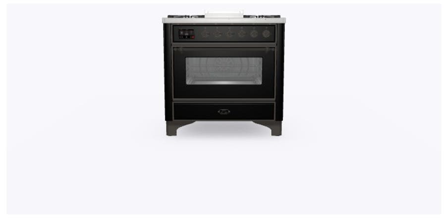 Ilve UM09FDNS3BKB Natural Gas In Glossy Black W/ Bronze Trim