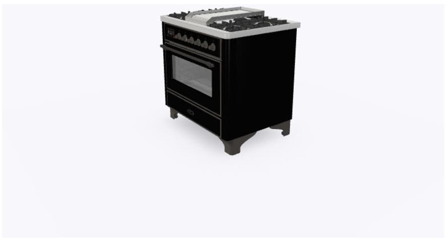 Ilve UM09FDNS3BKB Natural Gas In Glossy Black W/ Bronze Trim