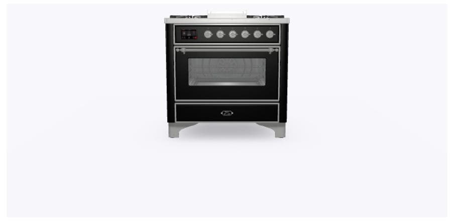 Ilve UM09FDNS3BKCLP Liquid Propane In Glossy Black W/ Chrome Trim