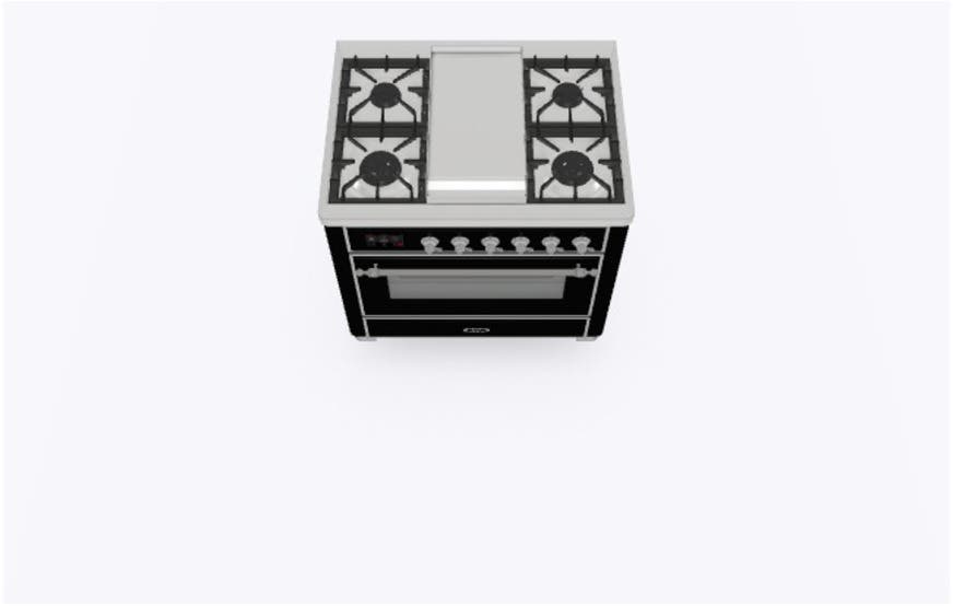 Ilve UM09FDNS3BKCLP Liquid Propane In Glossy Black W/ Chrome Trim