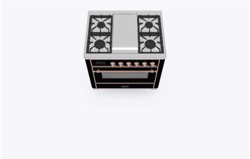 Ilve UM09FDNS3BKPLP Liquid Propane In Glossy Black W/ Copper Trim