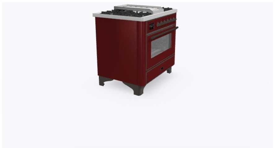Ilve UM09FDNS3BUB Natural Gas In Burgundy W/ Bronze Trim