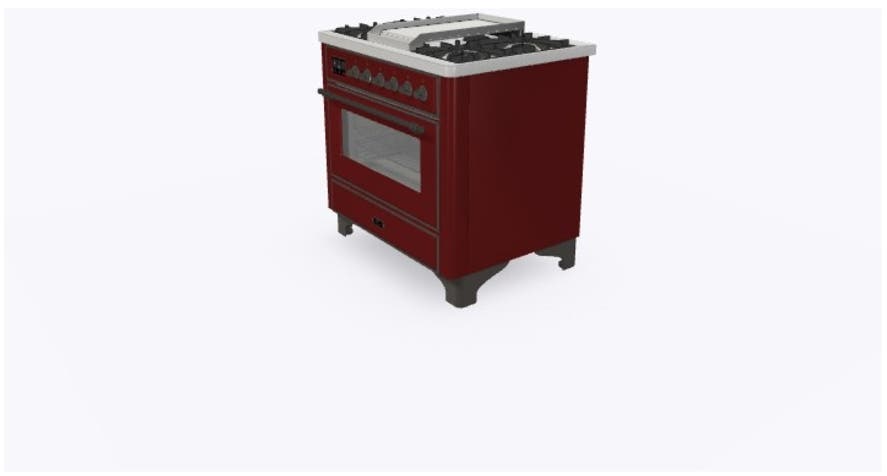 Ilve UM09FDNS3BUB Natural Gas In Burgundy W/ Bronze Trim