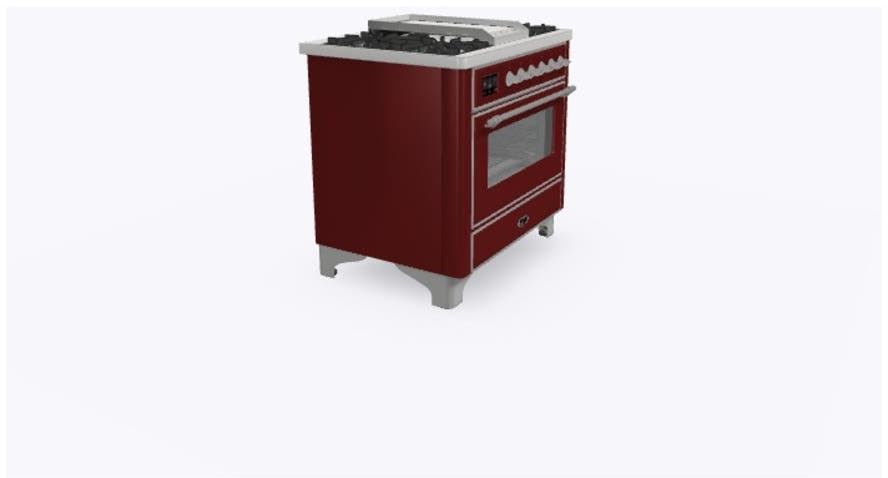 Ilve UM09FDNS3BUC Natural Gas In Burgundy W/ Chrome Trim