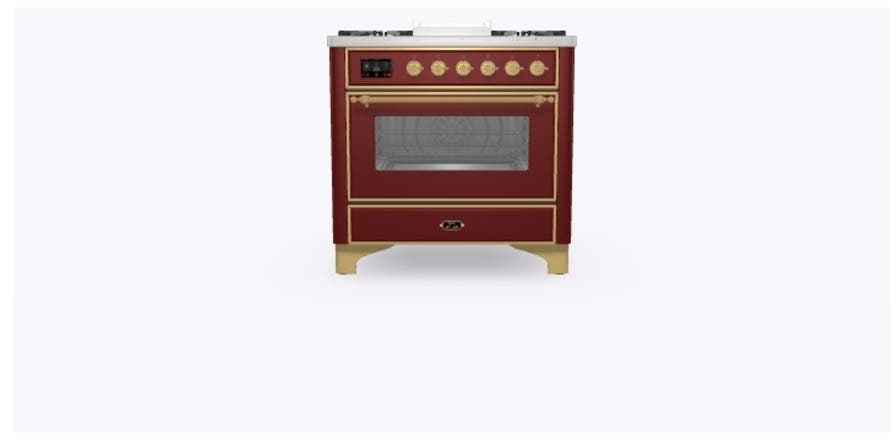 Ilve UM09FDNS3BUGLP Liquid Propane In Burgundy W/ Brass Trim