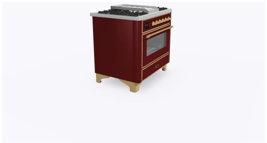 Ilve UM09FDNS3BUGLP Liquid Propane In Burgundy W/ Brass Trim