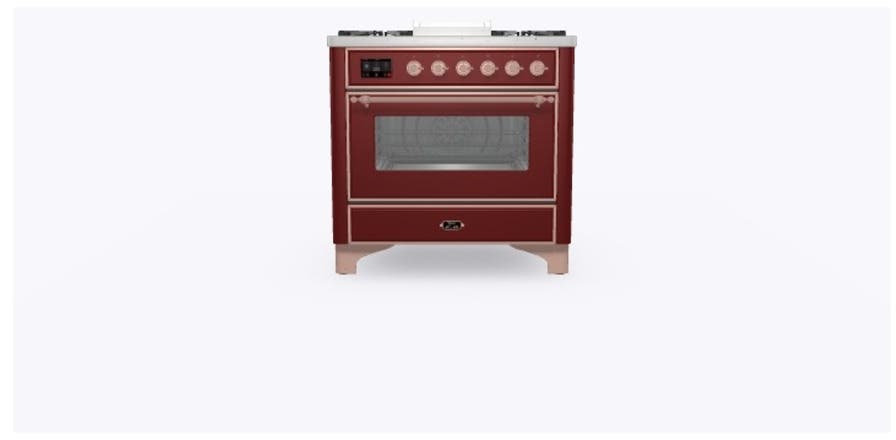 Ilve UM09FDNS3BUPLP Liquid Propane In Burgundy W/ Copper Trim